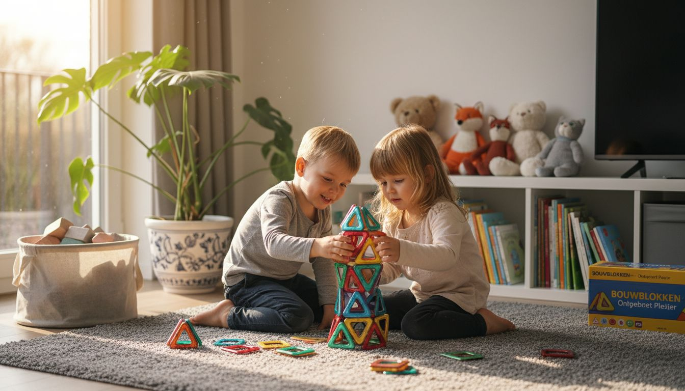 Met magneetspeelgoed bouwen kinderen de mooiste torens.